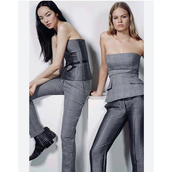 Ralph Lauren Collection Purple Label Bustier Top Plaid Wool Blouse Peplum Runway - Picture 2 of 16